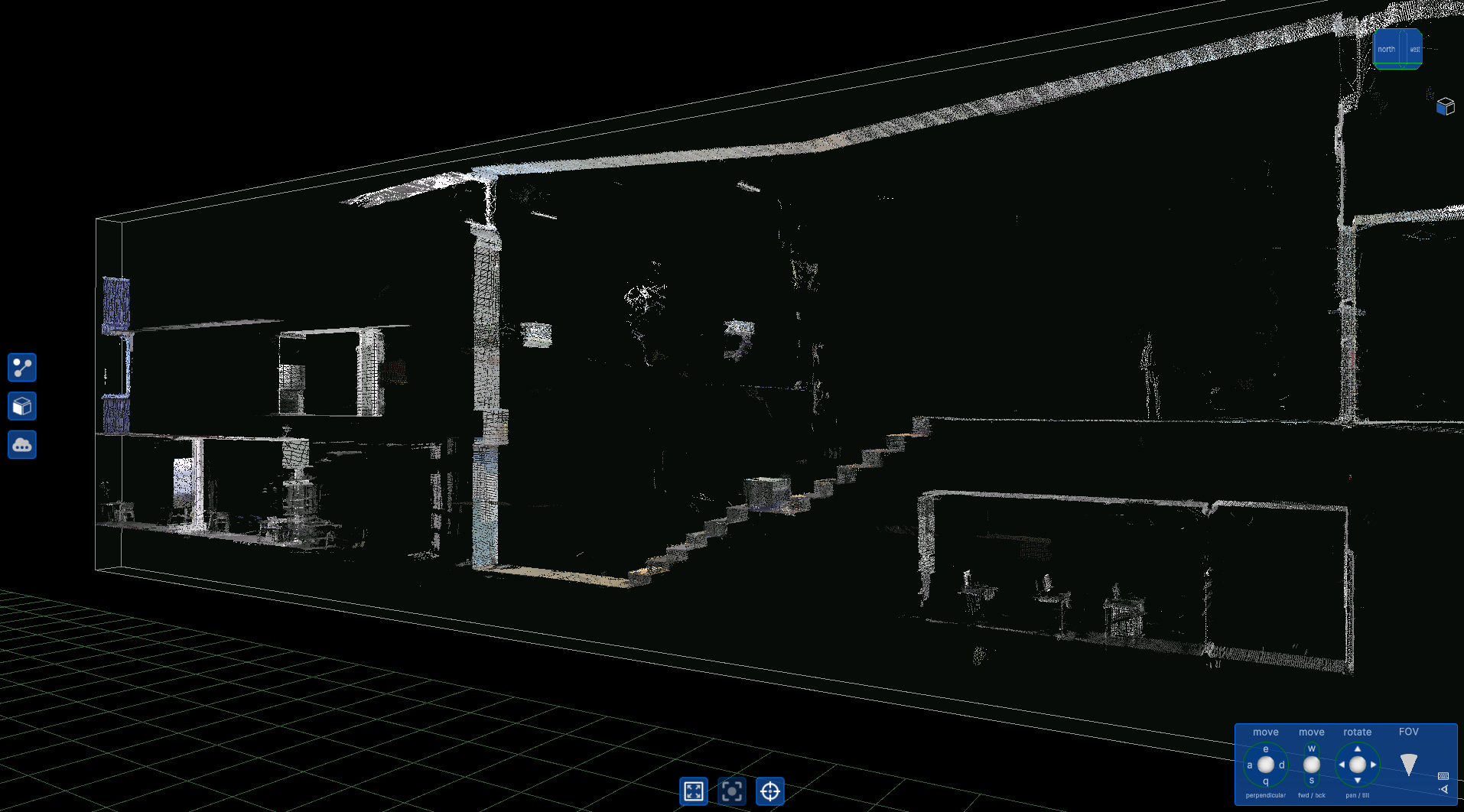 High School point cloud - thin cross section iso view